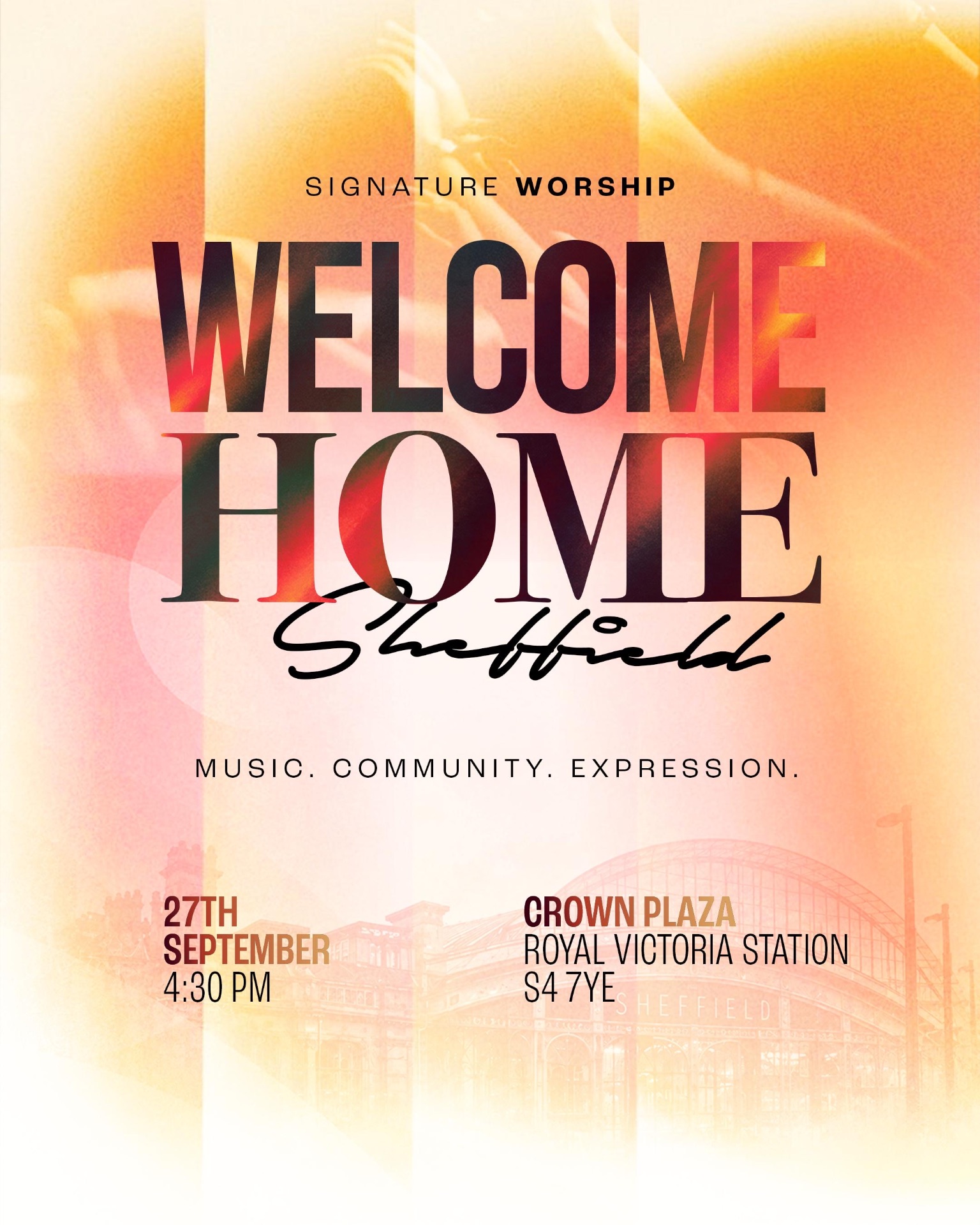 Welcome Home Sheffield event artwork — 27 September, 4:30pm, Crowne Plaza Royal Victoria